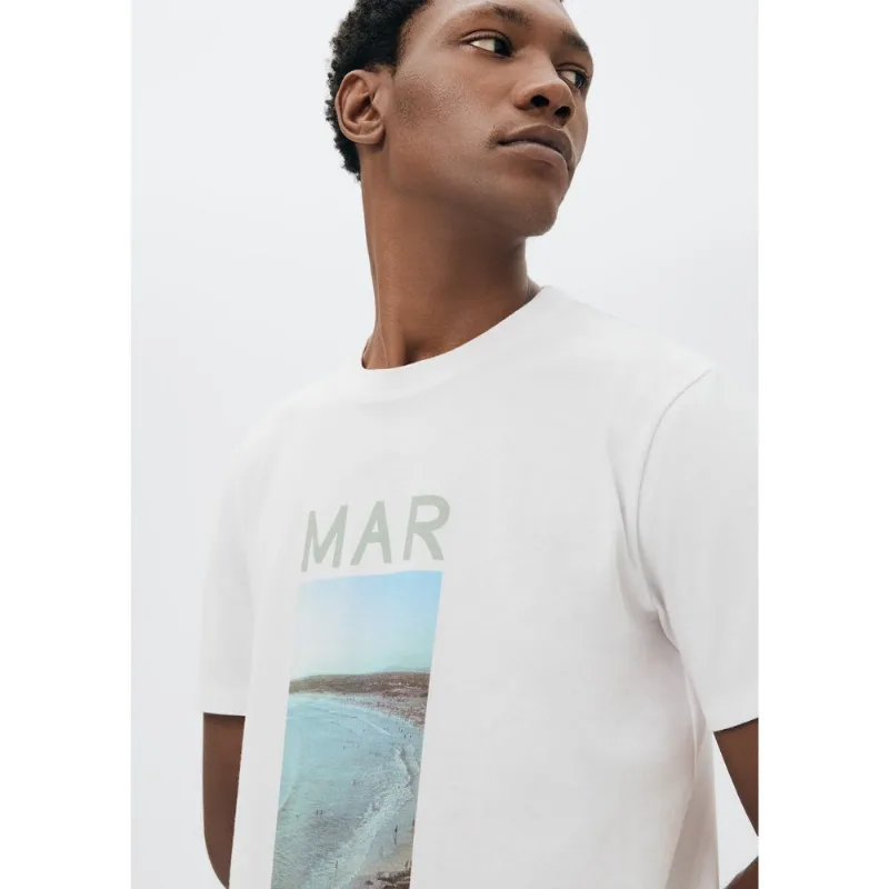 Camiseta Masculina Manga Curta Com Estampa - Branco EXG