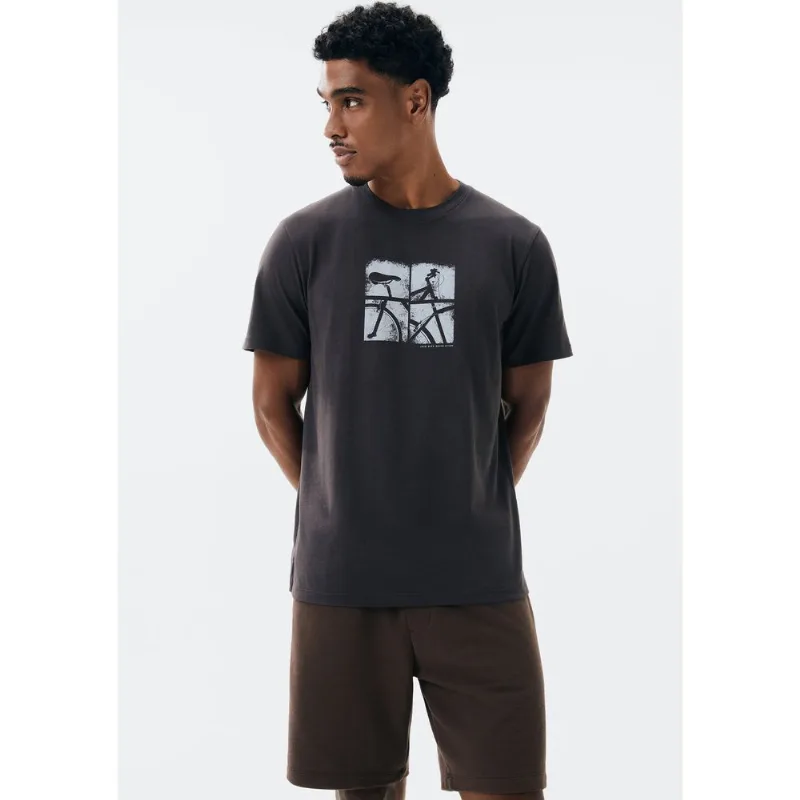 Camiseta Masculina Manga Curta Com Estampa - Cinza XXG