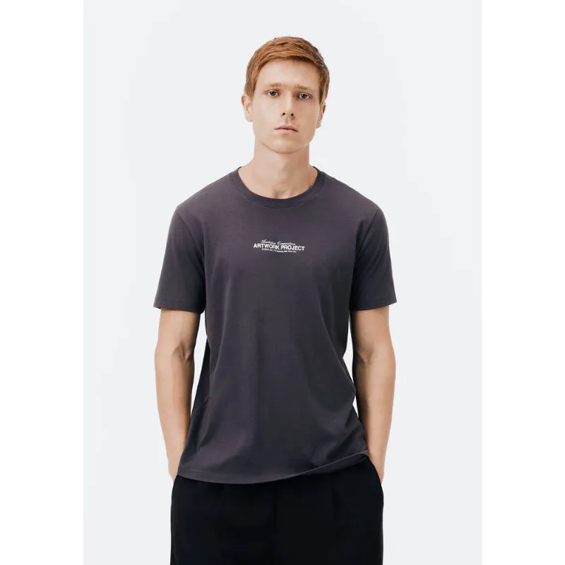 Camiseta Masculina Manga Curta Com Estampa - Cinza XG