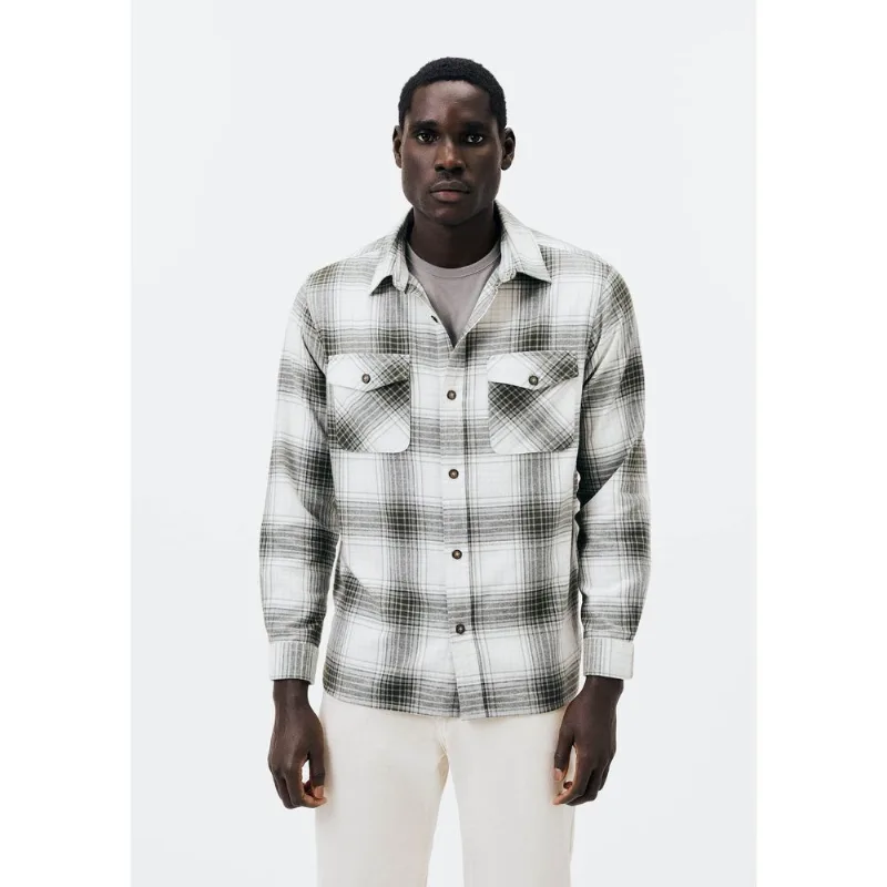 Camisa Masculina Comfort Xadrez Flanelada - Off white M