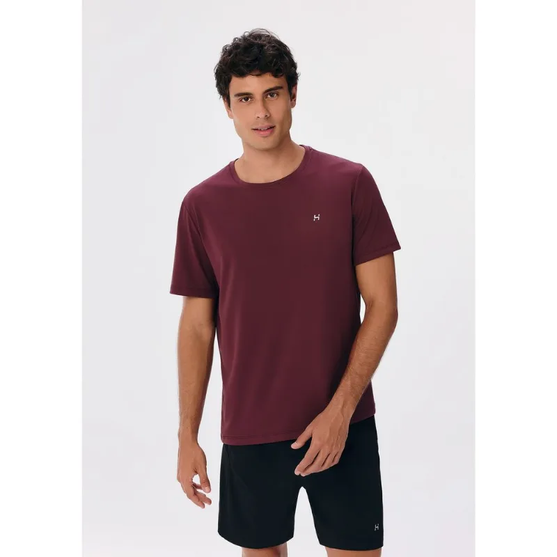 Camiseta Esportiva Masculina Manga Curta Com Refletivo Easy Care - Vinho G