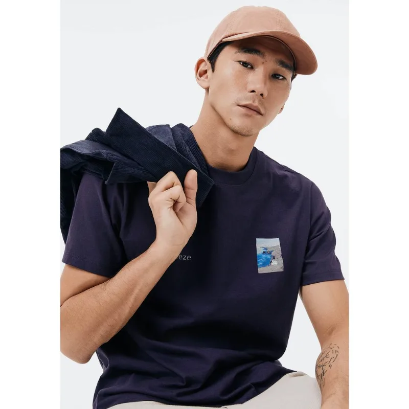 Camiseta Masculina Comfort Super Cotton Com Estampa - Azul G