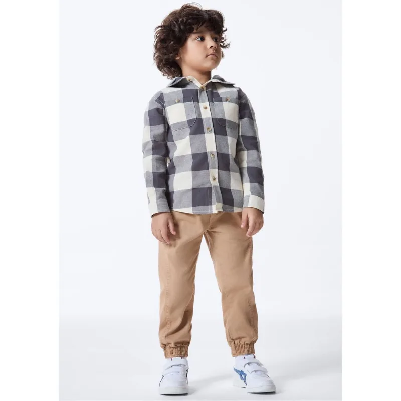 Calça Infantil Menino Jogger Em Sarja - Bege 002