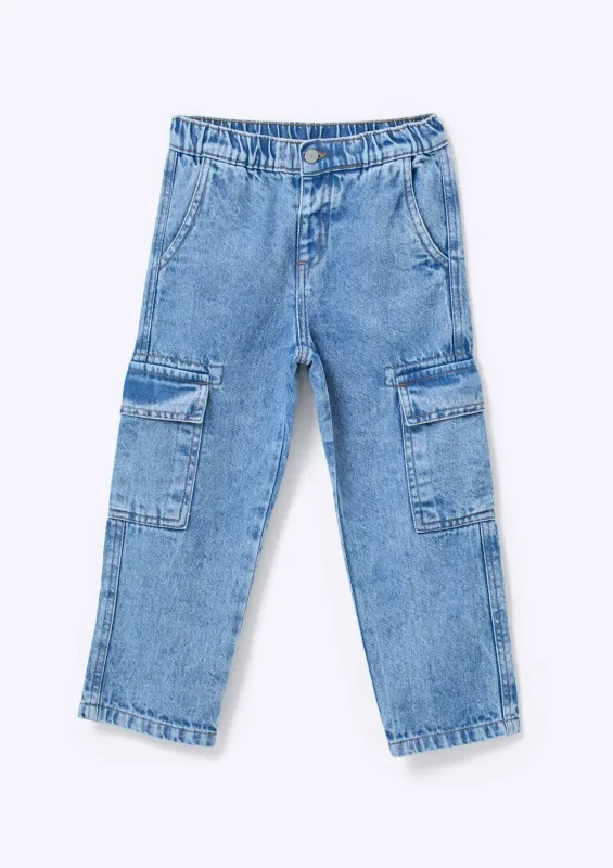 Calça Infantil Menino Jeans Cargo - Azul - Hering Kids - Calças