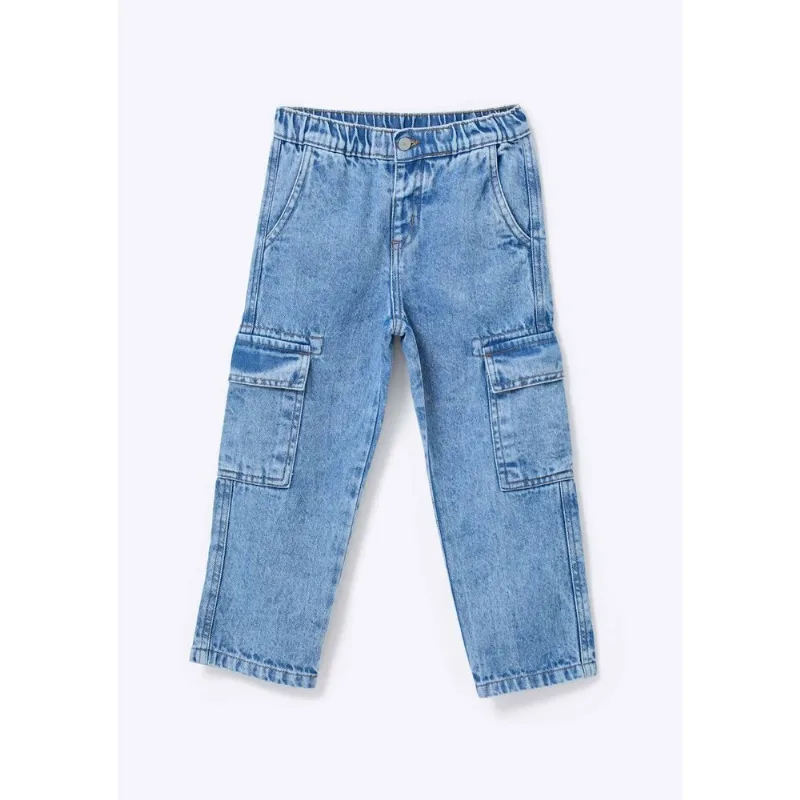 Calça Infantil Menino Jeans Cargo - Azul 003