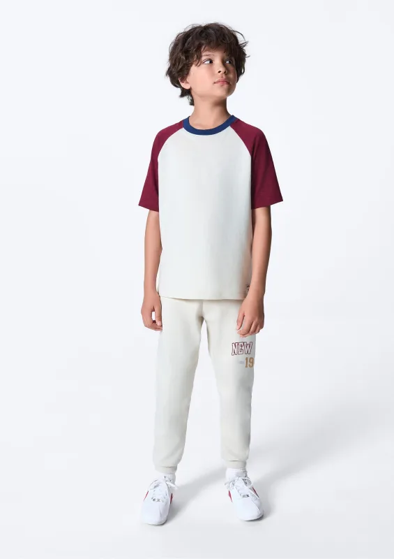 Calça Infantil Menino Jogger em Moletom Peluciado - Bege - Hering Kids - Calças
