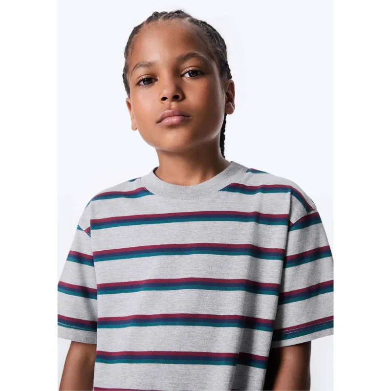 Camiseta Infantil Oversized Em Tecido Fio Tinto - Cinza 008
