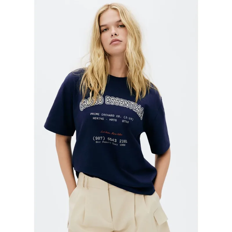 Blusa Feminina Oversized Estampada Super Cotton - Azul G