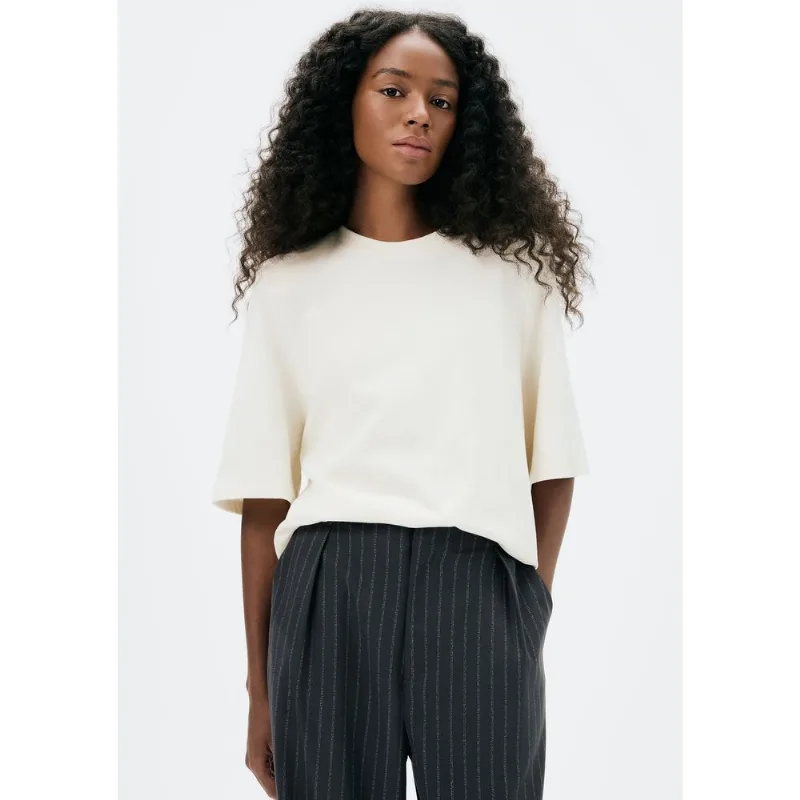 Blusa Feminina Manga Curta Em Malha Binada - Creme P