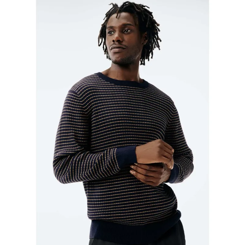 Suéter Masculino Em Tricô Listrado - Azul XG