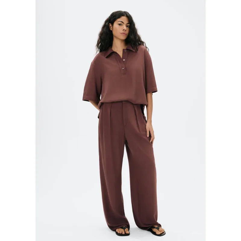 Calça Feminina Reta Cintura Média Em Viscose - Vinho 040