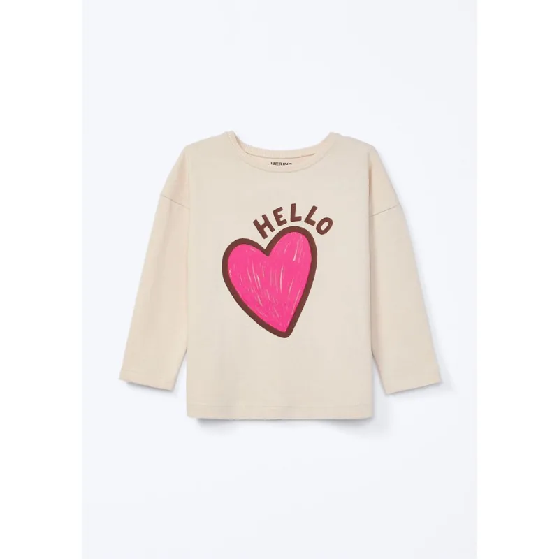 Blusa Infantil Menina Comfort Decote Redondo Estampada - Nude 003