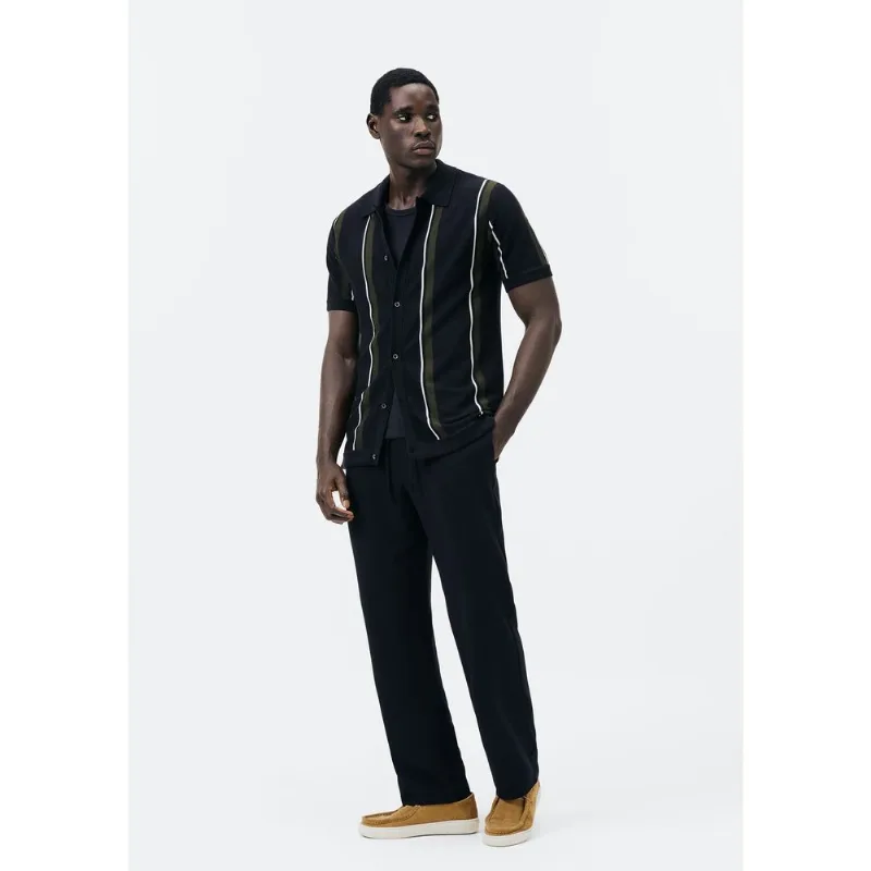 Calça Masculina Reta com Cós Elástico - Preto XXG