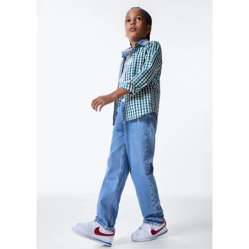 Calça Infantil Reta Com Puídos - Azul 002