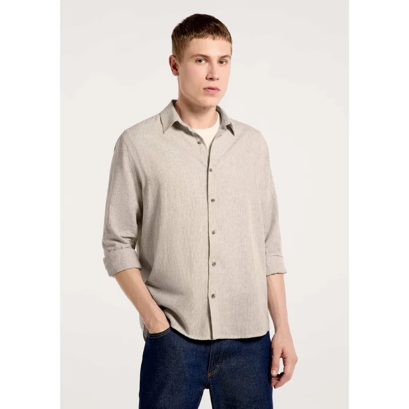 Camisa Masculina Manga Longa Listrada Em Linho - Off white M