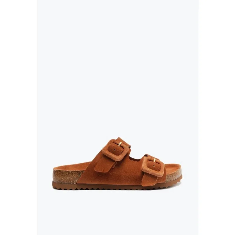 Papete Feminina Camurça Fivela SS24 Schutz Camel