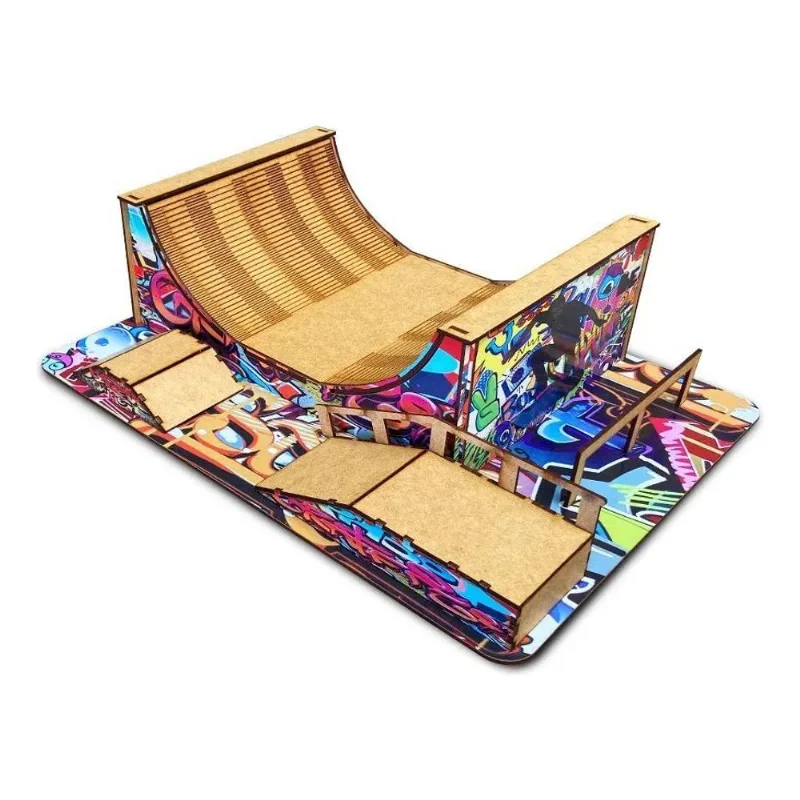 5x Mini Pista Fingerboard Skate Dedo Mod1 Mdf Madeira Adesiv