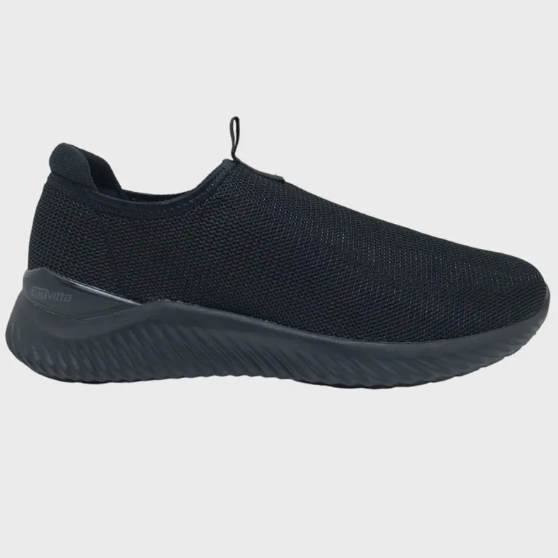 Tênis Actvitta Adulto Unissex Calce Fácil Slip On Preto