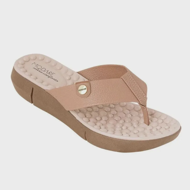 Chinelo Modare Comfort De Dedo Solado Médio Feminino Bege Tan