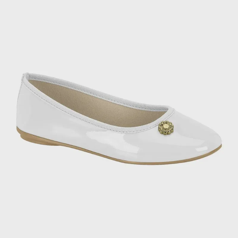 Sapatilha Infantil Feminina Verniz Branco Molekinha 2502.1003