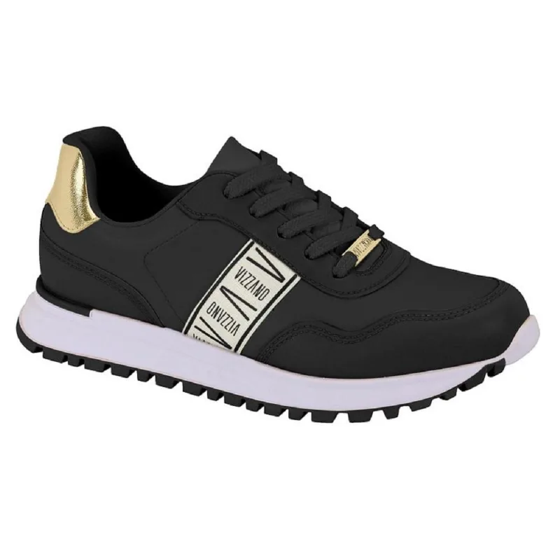 Tenis Vizzano Casual Ref 1429.103.18533 Preto/dourado 039
