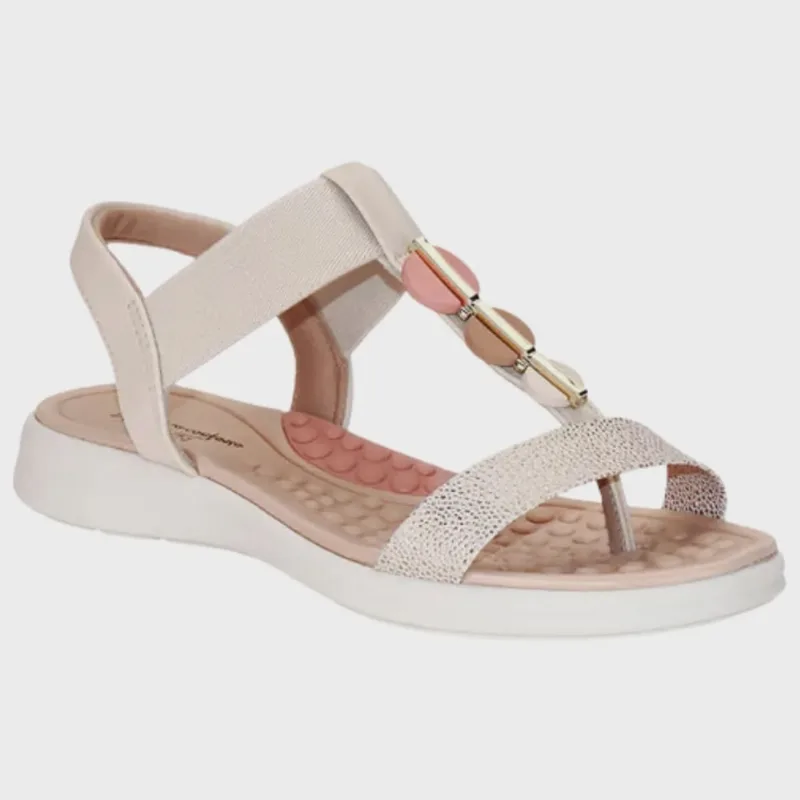 Sandália Modare Floather Elastano Anatomica Casual Feminina Creme