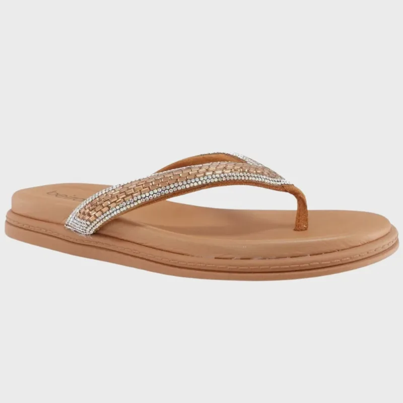 Rasteira Beira Rio Flatform Comfort Tira Larga Feminina Caramelo