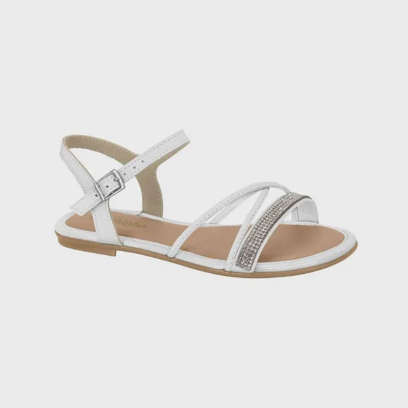 Sandália Infantil Feminina Branco Strass Molekinha 2157.1091