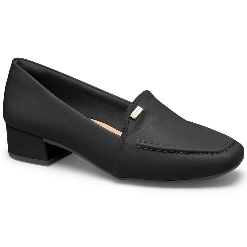 Sapato Feminino Campesí Loafer Salto Bloco Preto L9833-0002