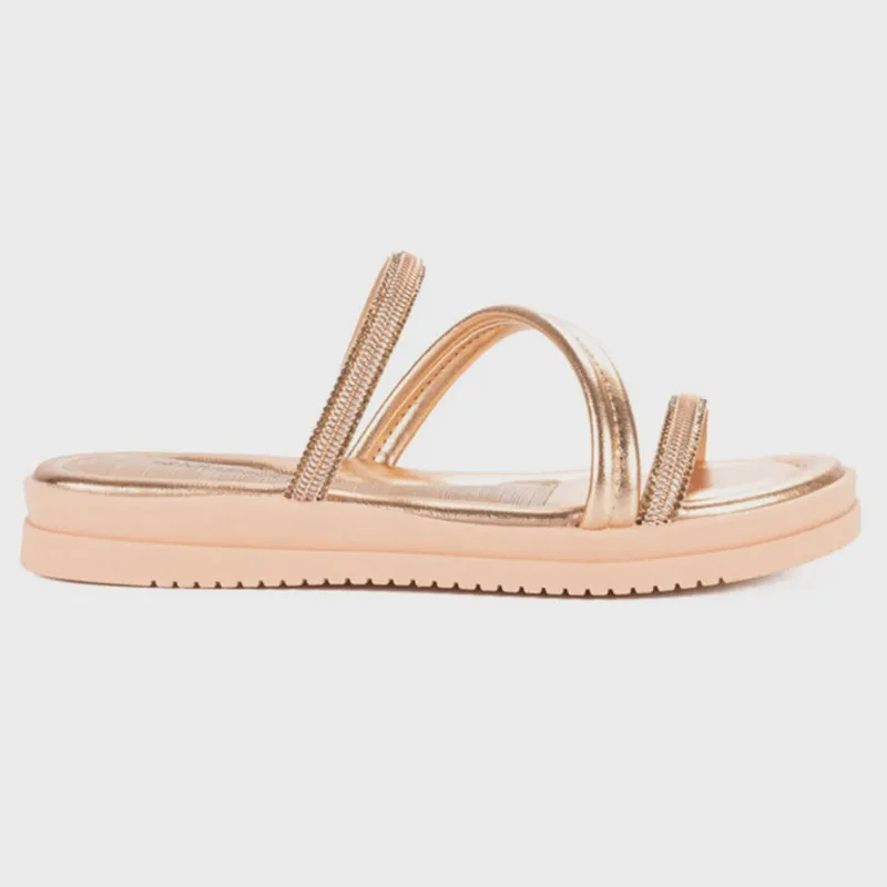 Sandalia Rasteira Baixa Mississipi MB531 Feminino Metal Rose