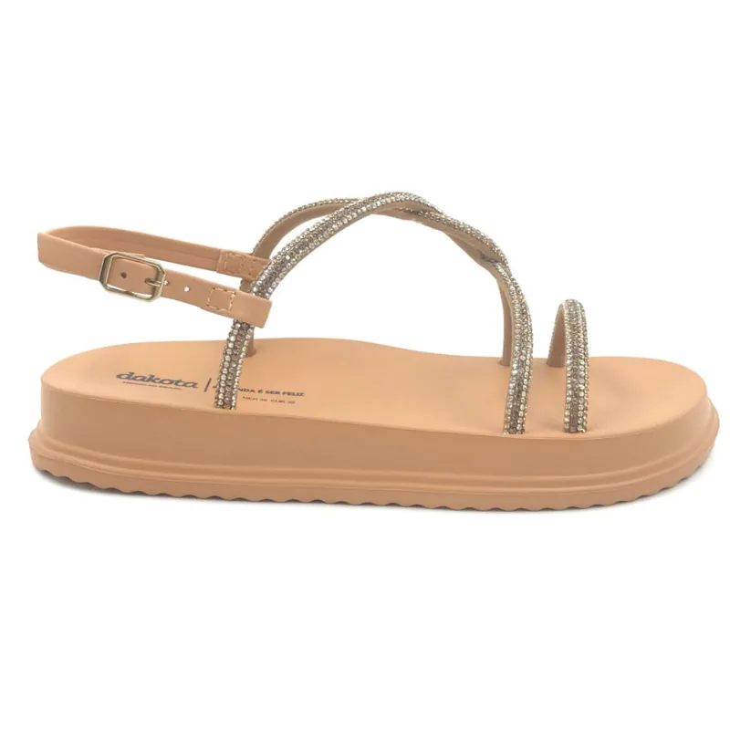 Sandália Dakota Papete com Strass Caramelo 6246