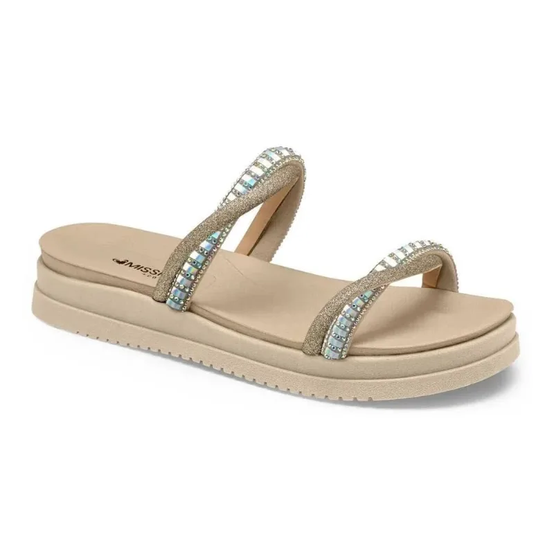 Tamanco Papete Fem Mississipi Brilho Bege Claro MB301-0001