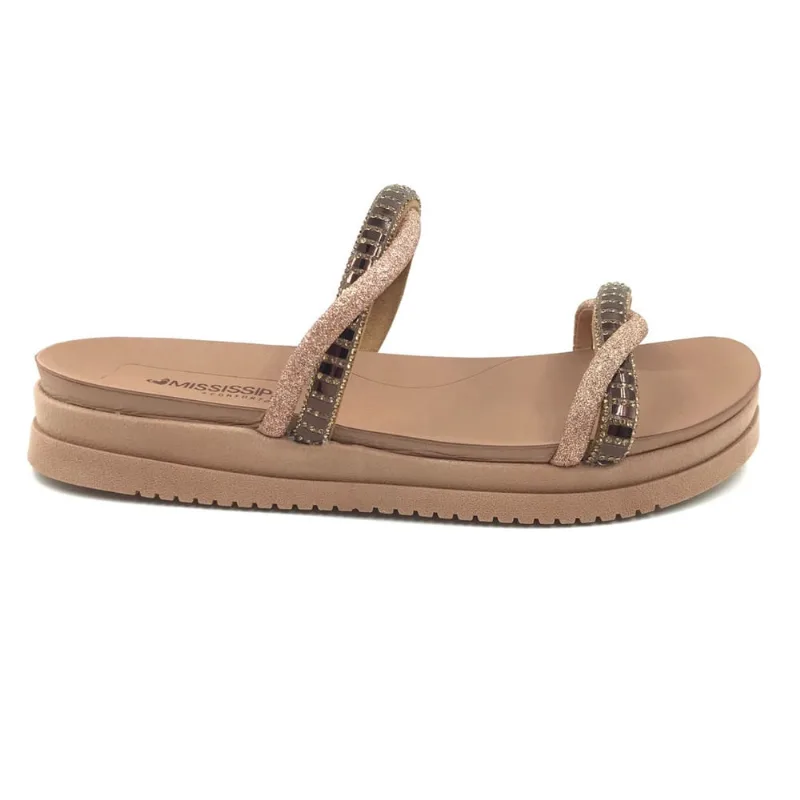 Tamanco Mississipi Papete Flatform com Strass Rosê 301