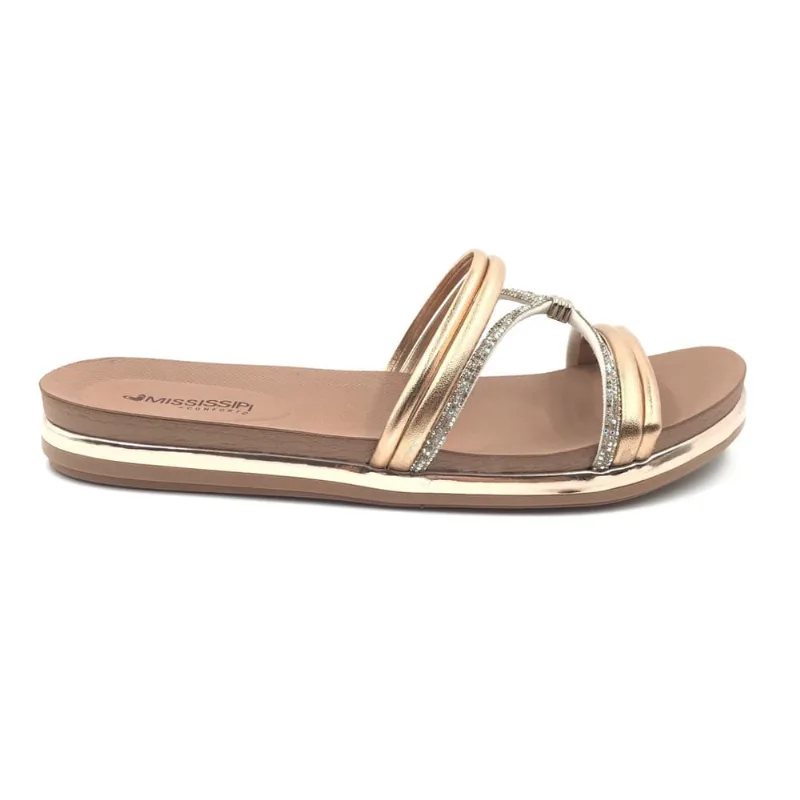 Tamanco Mississipi Papete com Strass Rosê Gold 761