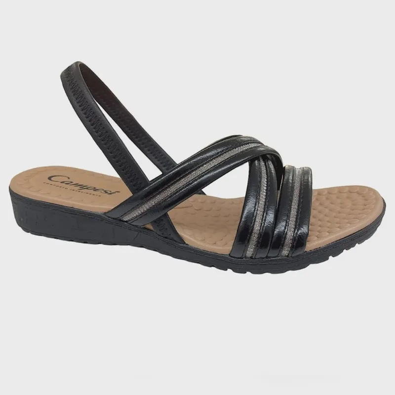 Sandalia Rasteira Feminina Campesi Dakota Confort Cp502 Pto