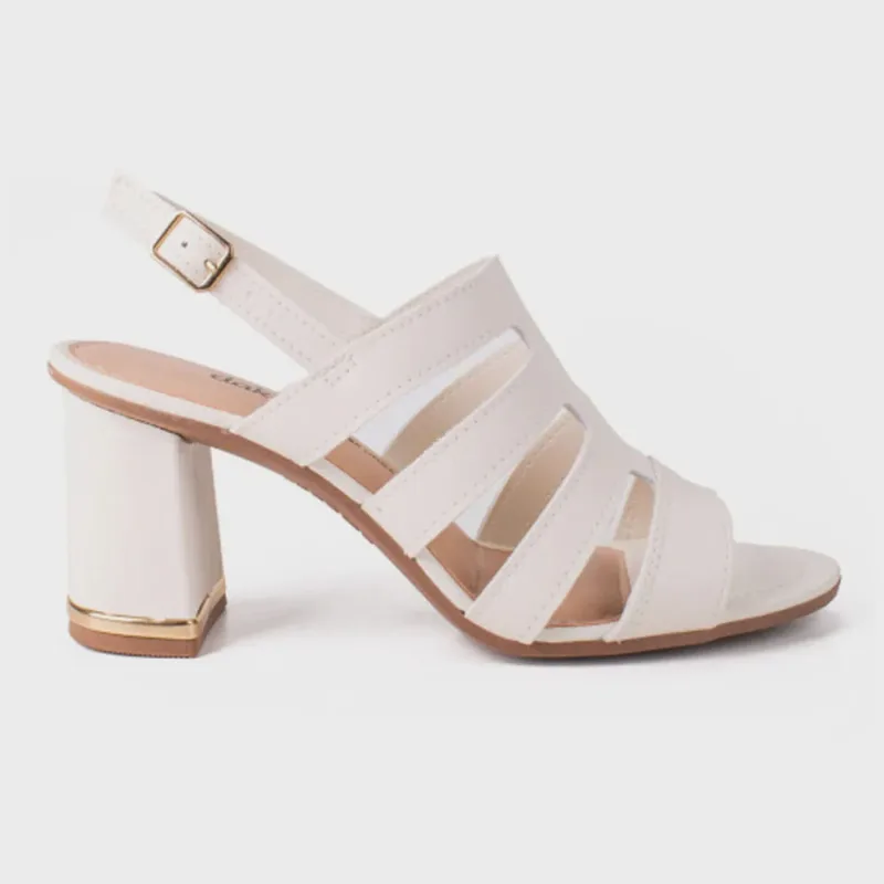 Sandália Feminina Salto Bloco Cream Dakota Y8302-0005