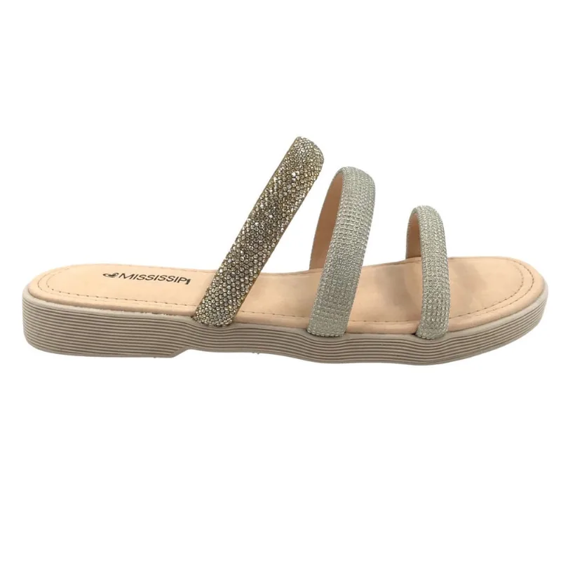 Tamanco Mississipi Flatform com Strass Dourado 461