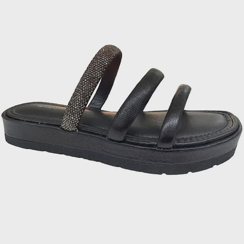 Tamanco Feminino Mississipi Slide Flatform Brilhos Mb811 pto