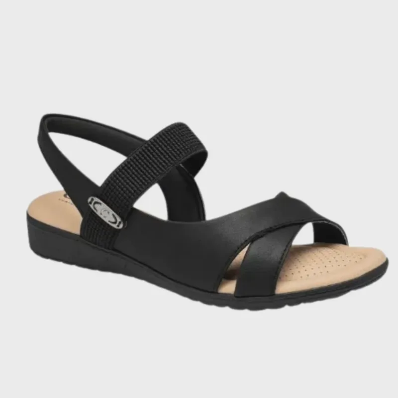 Sandália Campesi Casual Anabela Conforto Feminina Preto
