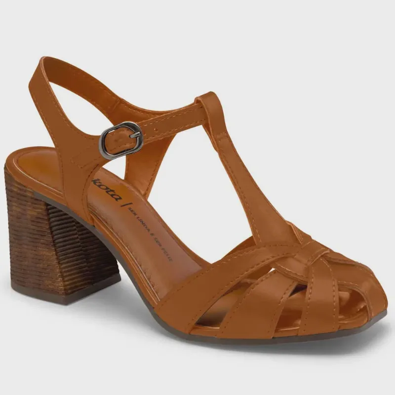 Sandália Feminina Salto Bloco Vieri Caramelo Dakota Y8821-0004