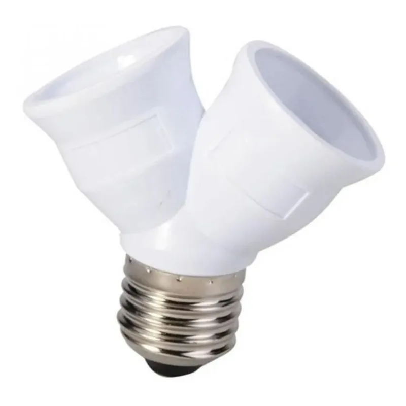 2x Kit 4 Soquete E27 Duplo Adaptador Bocal Em Y 2 Lâmpadas L