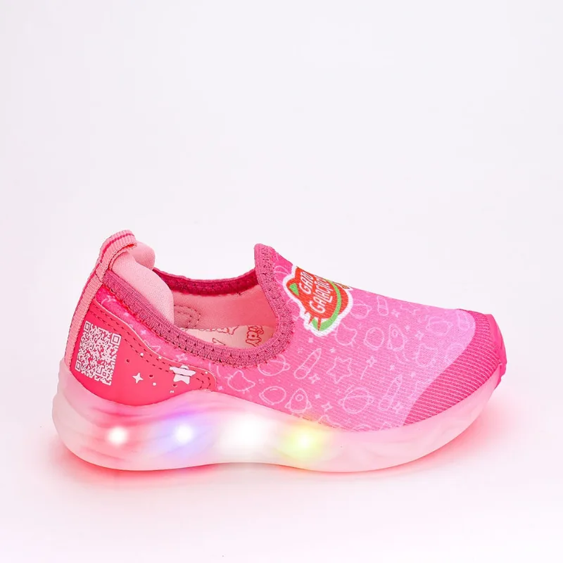 Tênis Infantil Led Kidy Light Fun Gato Galactico Rosa