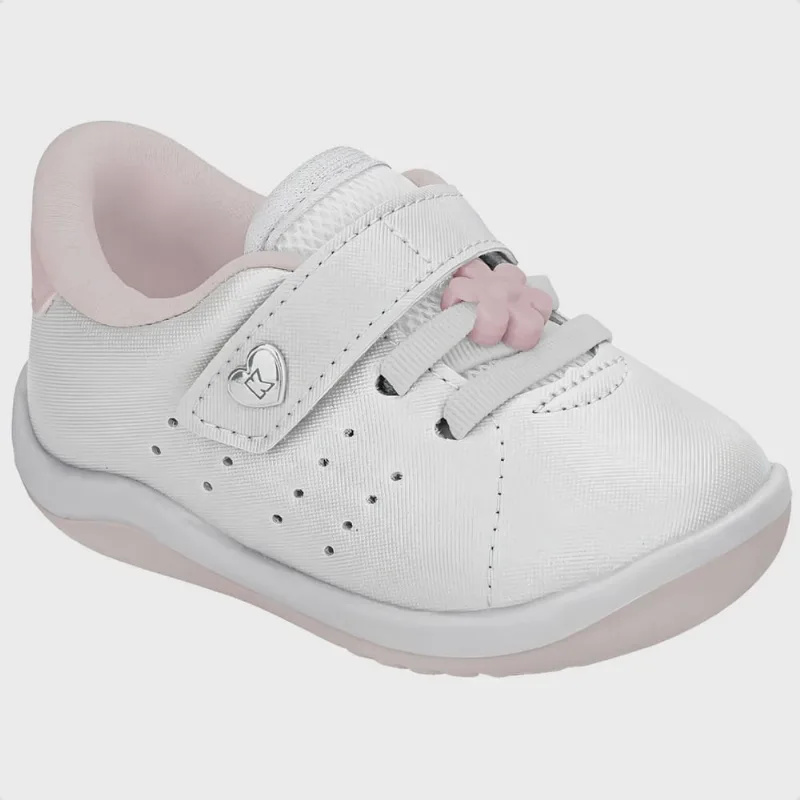 Tênis Baby Kidy Colors Equilíbrio Feminino Flor Tira Autocolante Estiloso Confortável