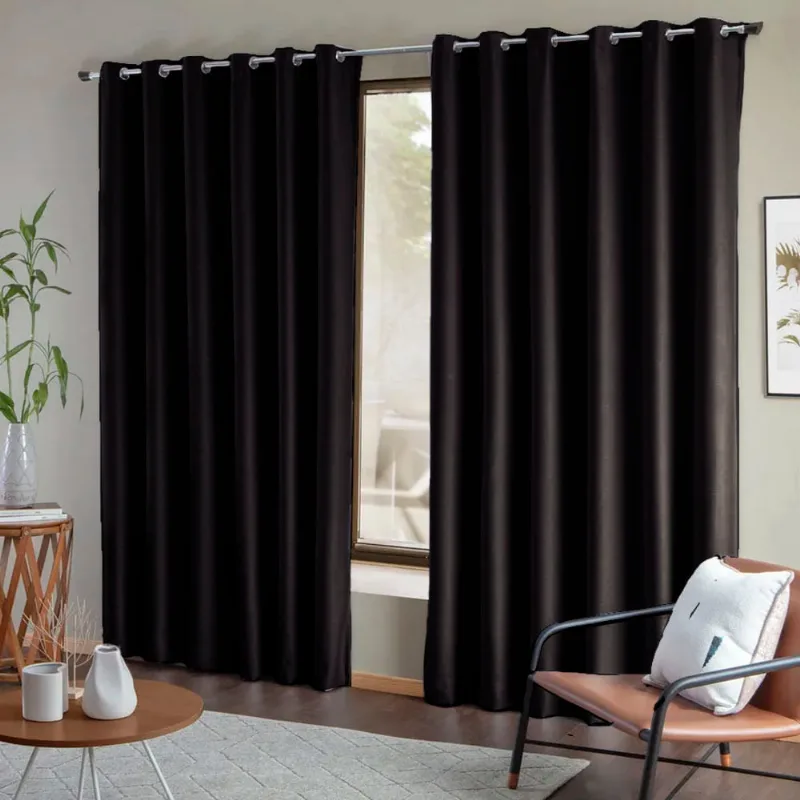 Cortina Blackout de Tecido Liso 2.60 x 1.80Mts Vivalutex Lisboa Preto