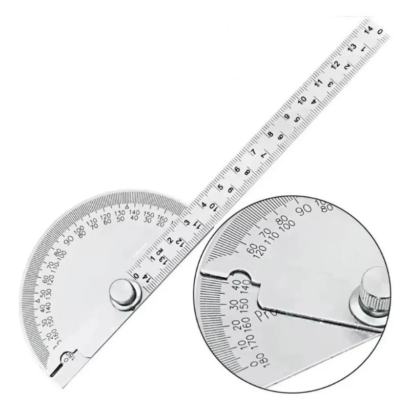 10x Régua Transferidor Grau Aço Inoxidável 145mm 180º