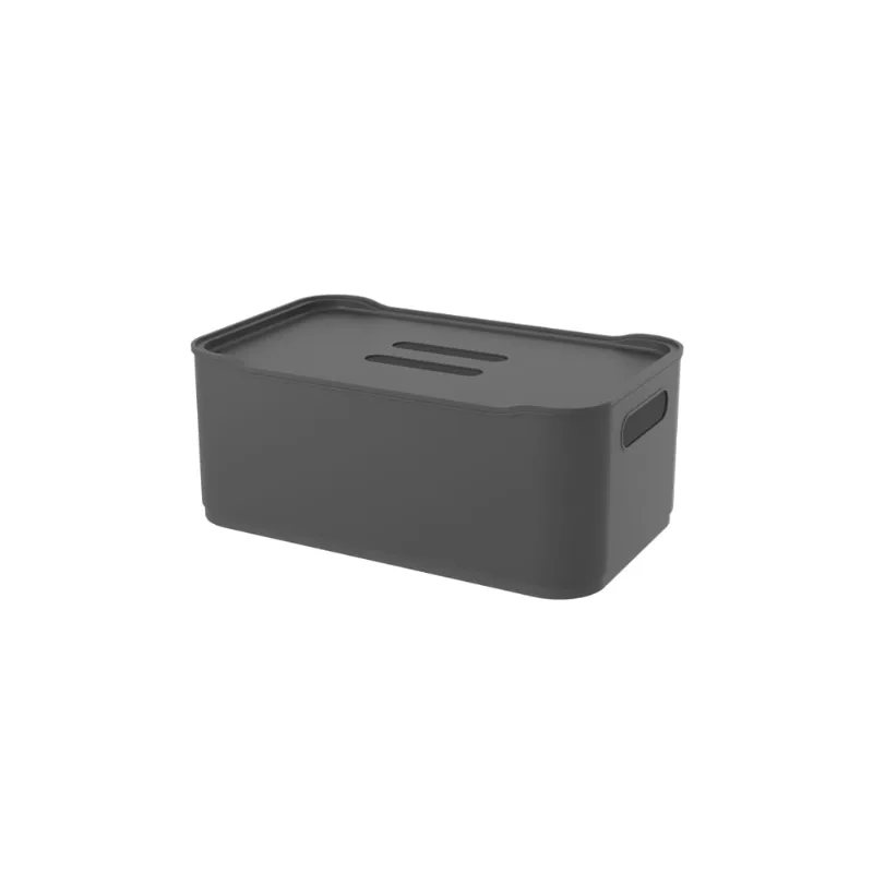 Cesta Fit Com Tampa Grande Cinza Chumbo Coza