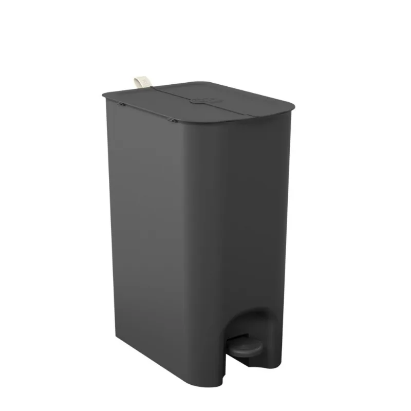 Lixeira Dupla Coza Borboleta com Pedal 10+10 Litros Preta com Alça Light Gray