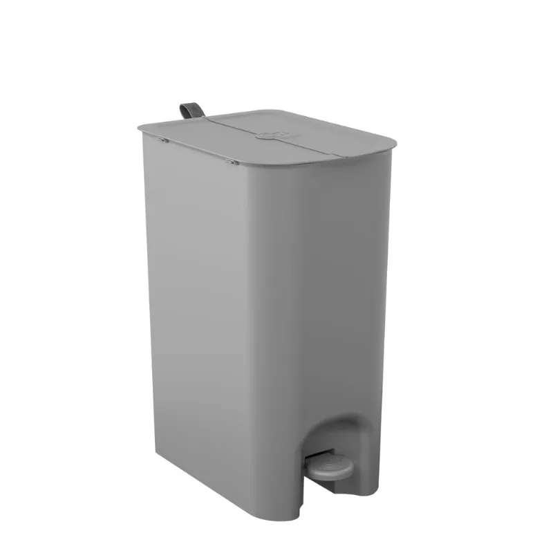 Lixeira Dupla Coza Borboleta com Pedal 10+10 Litros Cinza Frio com Alça Cinza Chumbo