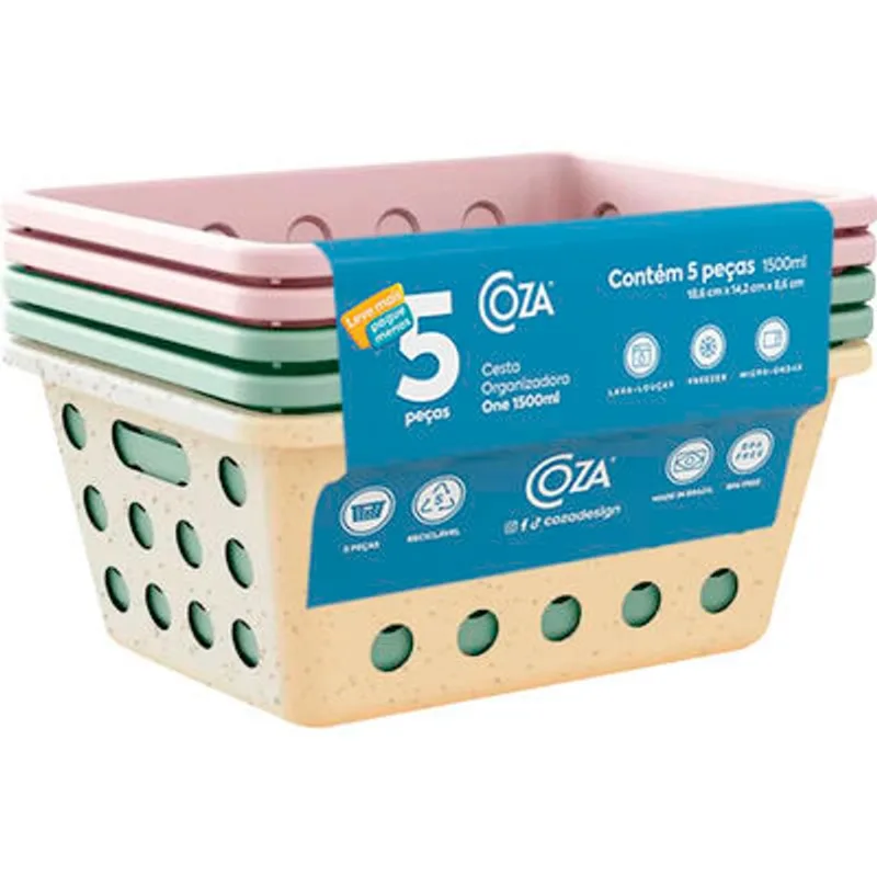Kit Cesta Organizadora Coza Colorida 5 un
