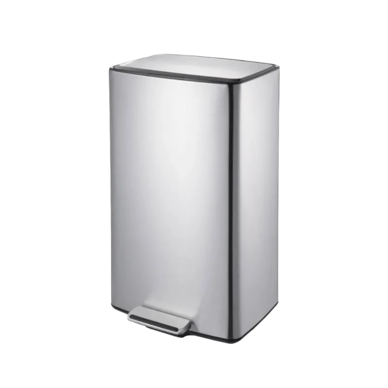 Lixeira com Pedal e Balde Brinox Plana 40 Litros Aço Inoxidável Escovado Aço Inoxidável